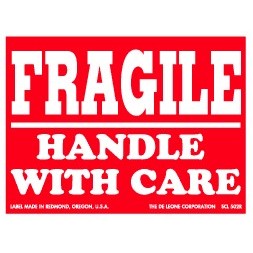 Fragile Handle With Care Paper Labels - 3" x 4"