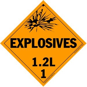 Explosives Class 1.2L Polycoated Tagboard Placard - 10.75" x 10.75"