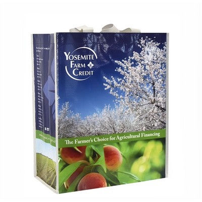 Custom Full-Color 145g Laminated Woven Grocery Bag 14"x17"x8"