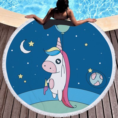 Large Round Microfiber Beach Towel Blanket Soft Absorbent Fast Dry Sand Free Picnic Yoga Mat