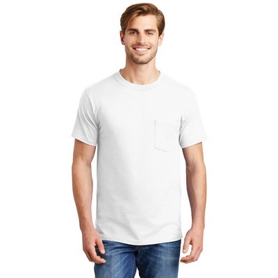 Hanes® Beefy-T® 100% Cotton White T-Shirt w/Pocket