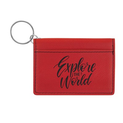 Red Leatherette Keychain ID Holder