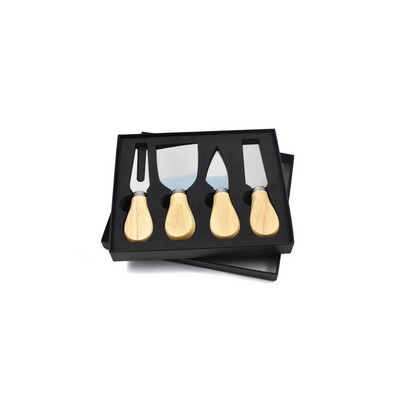 4 Piece Wooden Cheese Knife Set