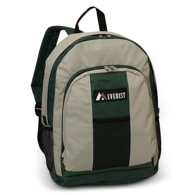 Everest Backpack with Front and Side Pockets, Green/Gray