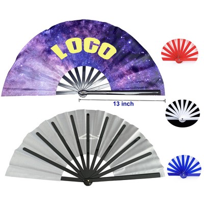 Large 13" Plastic Ribs Fabric Folding Kung Fu Clack Fan