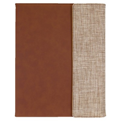 Rawhide Faux Leather with Burlap Portfolio Notepad, 9 1/2" x 12"