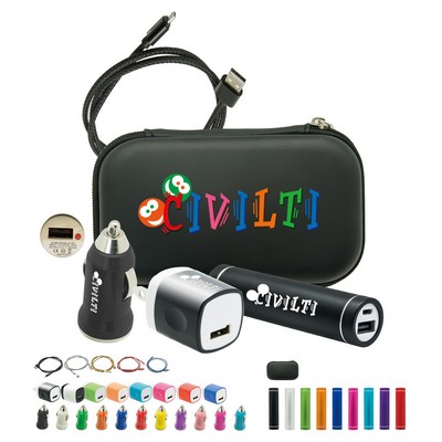 2600mAh Travel Tech Holder Kit w/Charger/Power Adapter & Power Bank