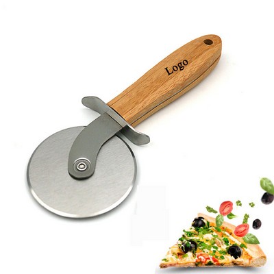 Pizza Cutter With Bamboo Handle