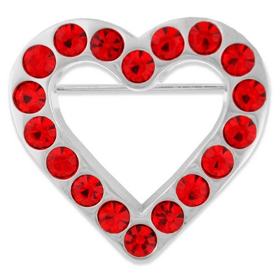 Rhinestone Red Heart Pin