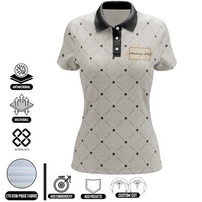 Women's Full Sublimation Short Sleeve Polo - Pique