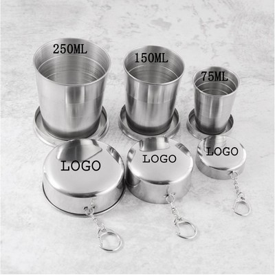 150ML Stainless Steel Telescopic Folding Mug With Keychain