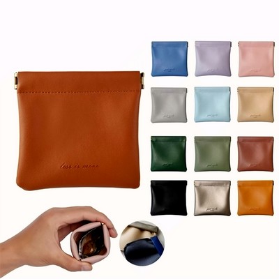 Leather Square Coin Purse Pouch