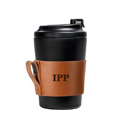 PU Leather Reusable Coffee Grip Sleeve