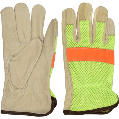 Hi-Vis Cow Leather Driving Gloves