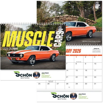 Full Color Muscle Cars Spiral Wall Calendar