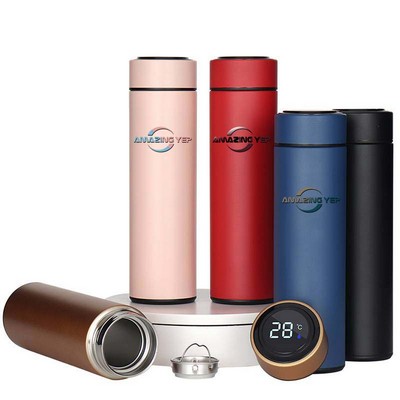 Portable Temperature Display Stainless Bottle 15oz.