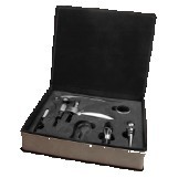 Gray Leatherette 5-Piece Wine Tool Gift Set