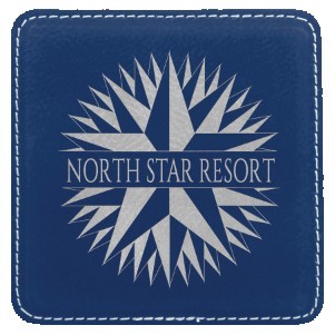 Square Blue/Silver Leatherette Coaster