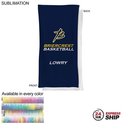 24 Hr Express Ship - Team Towel in Microfiber Dri-Lite Terry, 20x40, Sublimated bench, neck towel