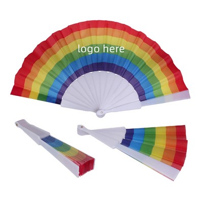 Rainbow Plastic Folding Fan