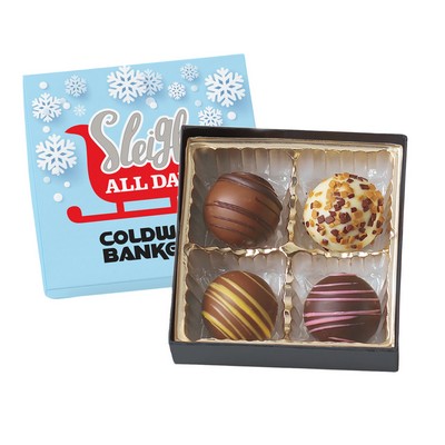 4 Piece Chocolate Truffle Gift Box Full Color Lid