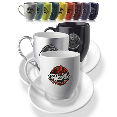 16 oz. Bistro Glossy Coffee Mugs with Ceramic Coaster