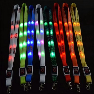 Light Up Glow LED Flat Lanyard