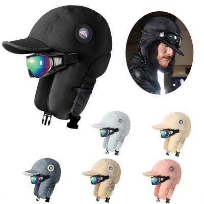 Winter Thermal Cycling Down Hat with Aviator Glasses