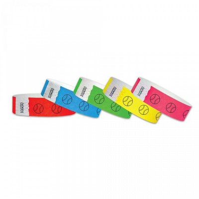 3/4" wide x 10" long - 3/4" Tyvek Baseball Wristbands Printed 1/0