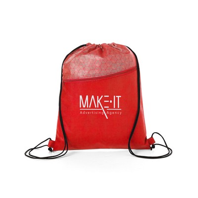 Hexagon Pattern Non-Woven Drawstring Backpack - Red