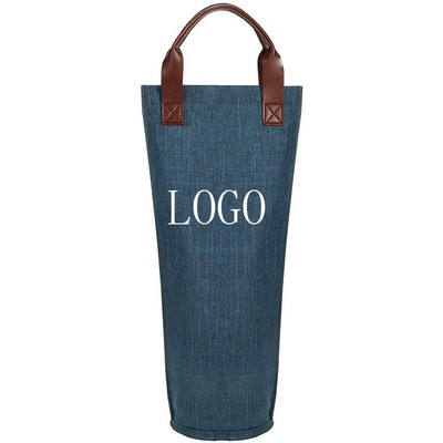 Portable Single Bottle Wine Tote Bag with Handle