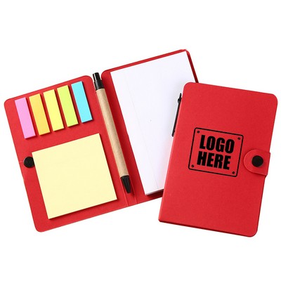 Button Closure Eco Sticky Notes & Notebook W/ Pen