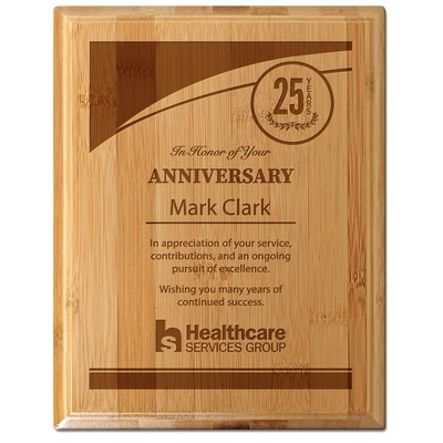 Laser Engraved Ecofriendly Bamboo Base Plaque W/Square Corner (8"x 10")