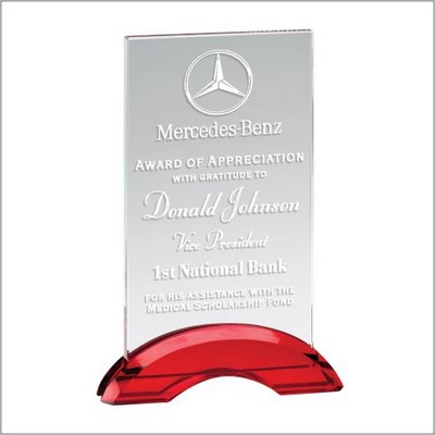 Ruby Rectangle Crystal Award, 9"H