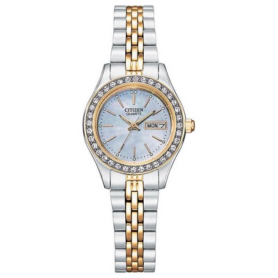 Citizen® Ladies' Quartz 2-Tone Watch w/Gray Mother Of Pearl Dial