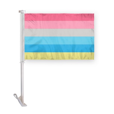 10.5" x 15" wPoly Genderflux Pride Premium Car Flag