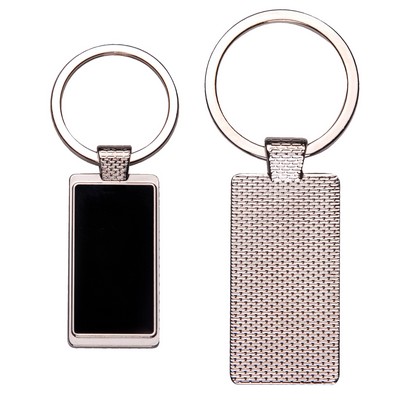 Rectangle Metal Key Chain w/ Dark Reflective Center