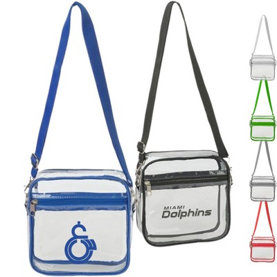 Stadium Approved Clear Transparent PVC Crossbody Bag (7"x2.4"x7")