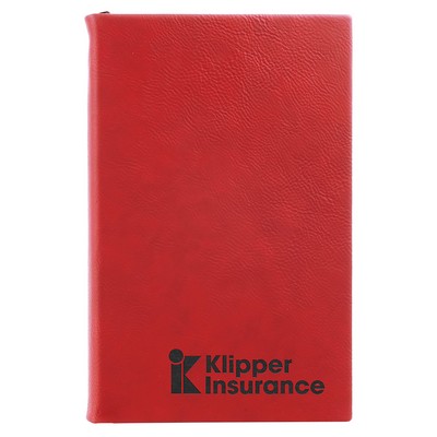 5 1/4" x 8 1/4" Red Laserable Leatherette Journal