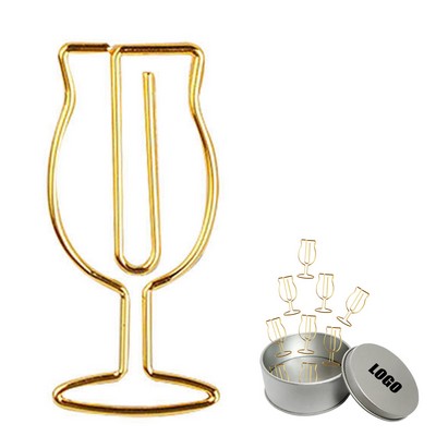 Wine Glass Paper Clips in Tin Box