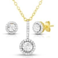 Jilco Inc. Diamond Cluster Earrings & Necklace Set