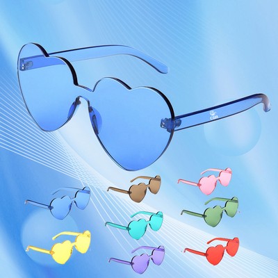 Heart Shaped Rimless Plastic Sunglasses