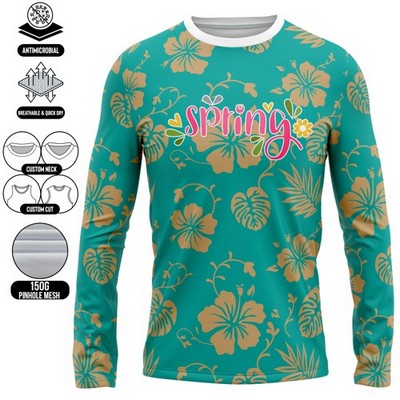 Women's Full Sublimation Long Sleeve T-Shirt - 150G Performance Grade Pinhole Mesh