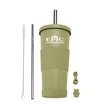 24 Oz. Non Slip Double Layer Stainless Steel Straw Cup