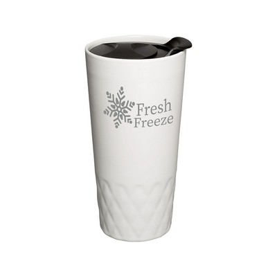 14 oz. Double Wall Ceramic Textured Tumbler - Black