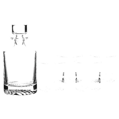 850ml Round Glass Decanter Set with 4 Glasses, 9-1/4"H