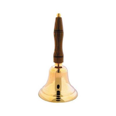 7.5" Brass Bell with Wooden Handle