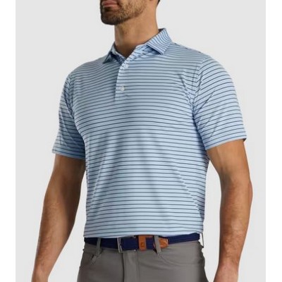 FootJoy® ProDry® Performance Sky Blue/Navy Blue Lisle Classic Stripe Shirt