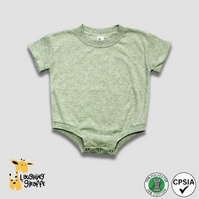 Rolled Short Sleeve Baby Bubble Rompers Sage Heather 65% Polyester 35% Cotton- Laughing Giraffe®