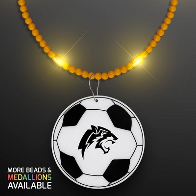 Still-Light Yellow Beads with Soccer Ball Medallion - Domestic Print